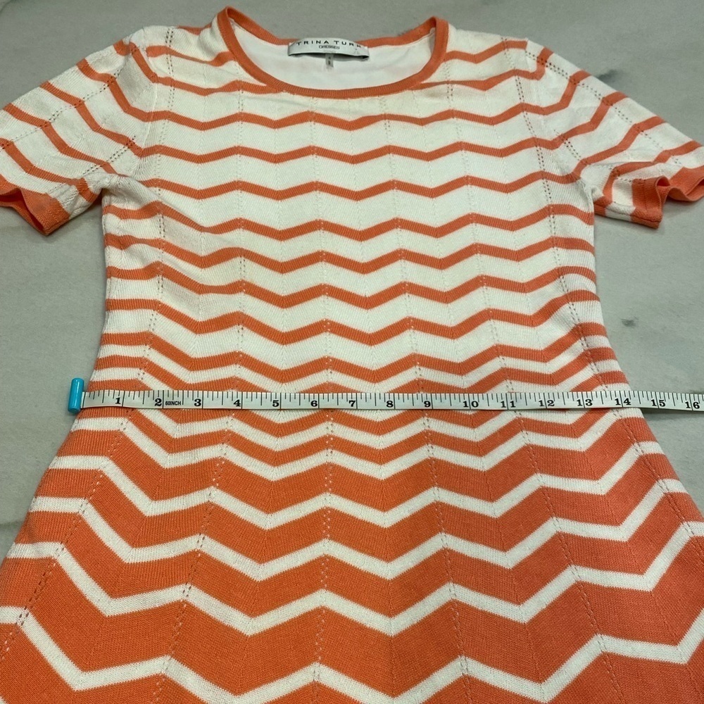 Trina Turk Dress Sweater Knit Chevron Coral Cream - Picture 7 of 14